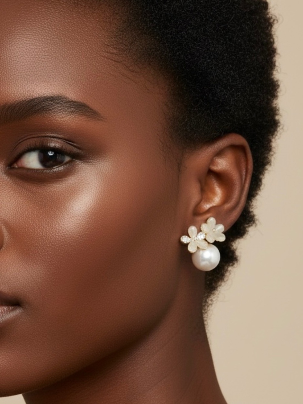 Ethereal Pearl & Resin Flower Studs – Iridescent Bloom Earrings